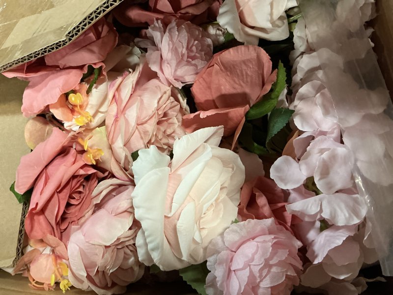 Condition photo showing New/Like New for 2pcs 17inch pink free standing flowers ball bouquet artificial rose arrangements balls for wedding centerpieces tables chair aisle runner flowers decorations 2pcs 17’’ pink