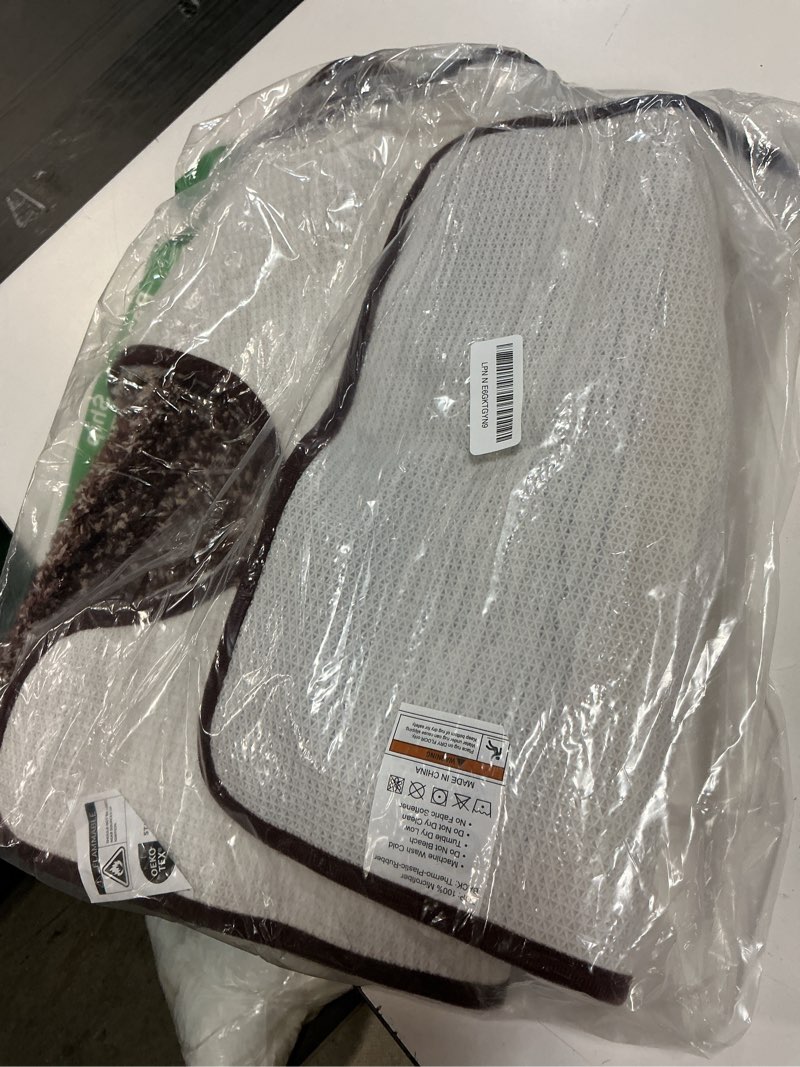 Condition photo showing Good Condition for olanly bathroom rug set 2 piece, soft absorbent microfiber bath mats and u-shaped contour toilet rug, non-slip, machine wash dry, plush shaggy bath mats for bathroom (24"x16"+24"x20", brown) 24" x 16" + u24" x 20" brown
