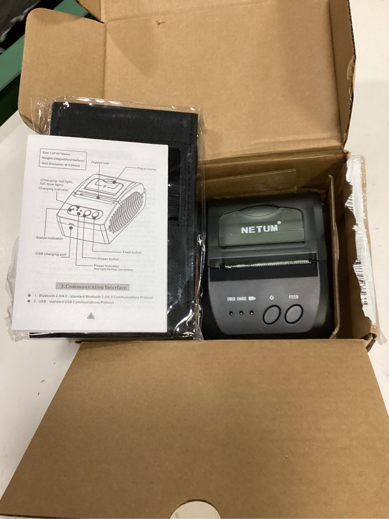 Condition photo showing Good Condition for netum bluetooth receipt printer, 58mm mini thermal pos printer portable personal bill printer 2 inches for restaurant sales retail compatible with android