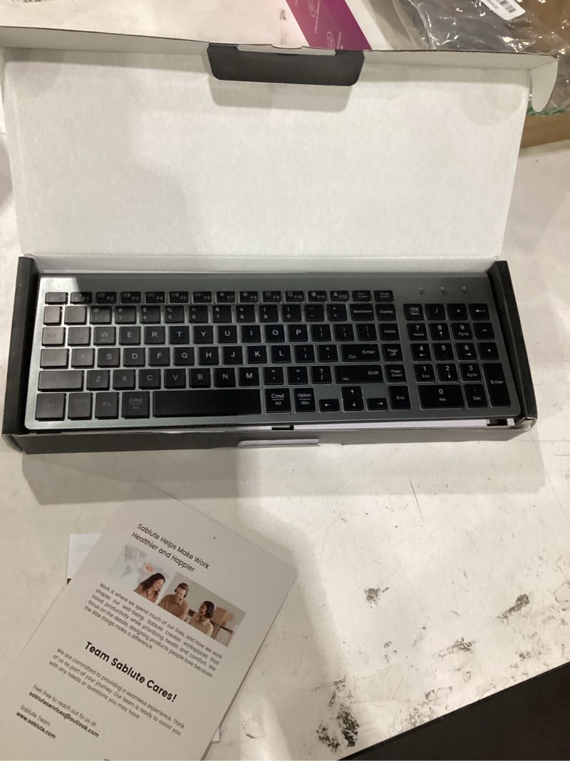 Condition photo showing Good Condition for wireless keyboard and mouse combo backlit - compact quiet keyboard with rgb mouse, rechargeable, slim, sleep mode, portable cordless keyboard mouse set for mac, windows (space gray) - sablute km61pro