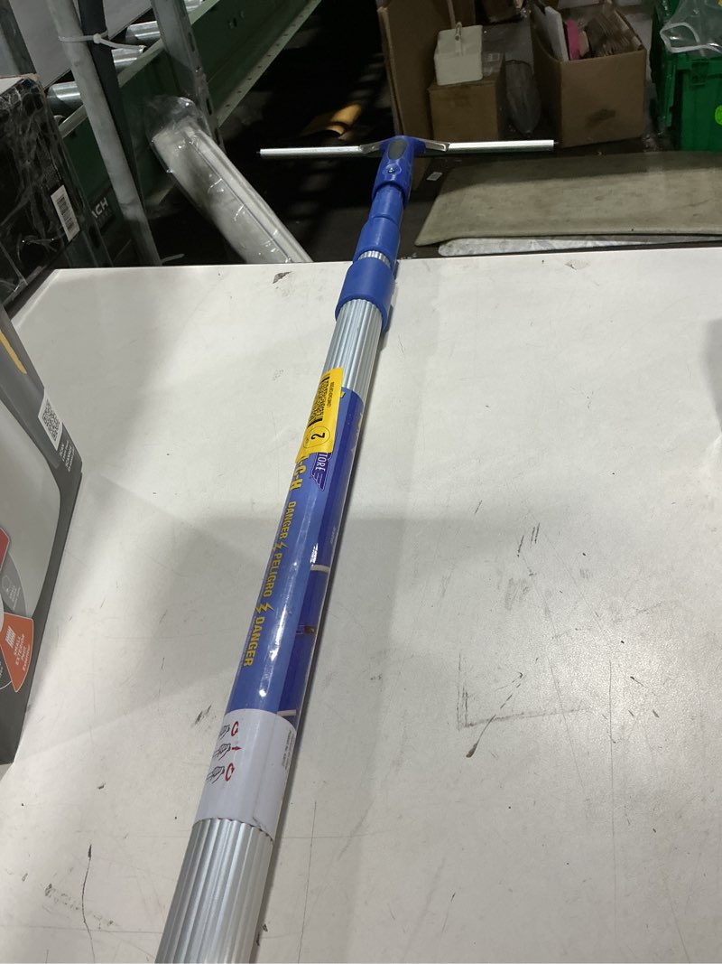 Condition photo showing As Is for ettore rea-c-h telescoping 12 ft. l x 1 in. d aluminum extension pole silver/blue