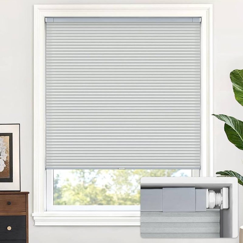 LazBlinds No Tools No Drill Cordless Cellular Shades, Top Down Bottom Up (TDBU) Honeycomb Shades for