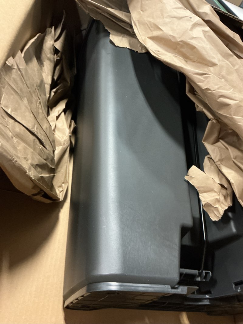 Condition photo showing Good Condition for rubbermaid premier series iii step-on trash can for home and kitchen, with stainless steel rim, 12.4 gallon, charcoal, for home/kitchen/garage/apartment/office metal rim, resin lid