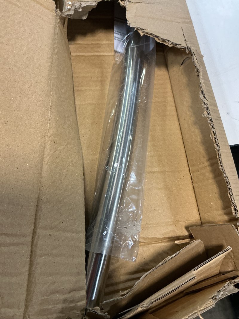 Condition photo showing As Is for adjustable 50-85 inches curved shower rod, extra wide, rustproof, round shower curtain rod for bathroom, shower stall, need to drill, nickel nickel 50-85 inches