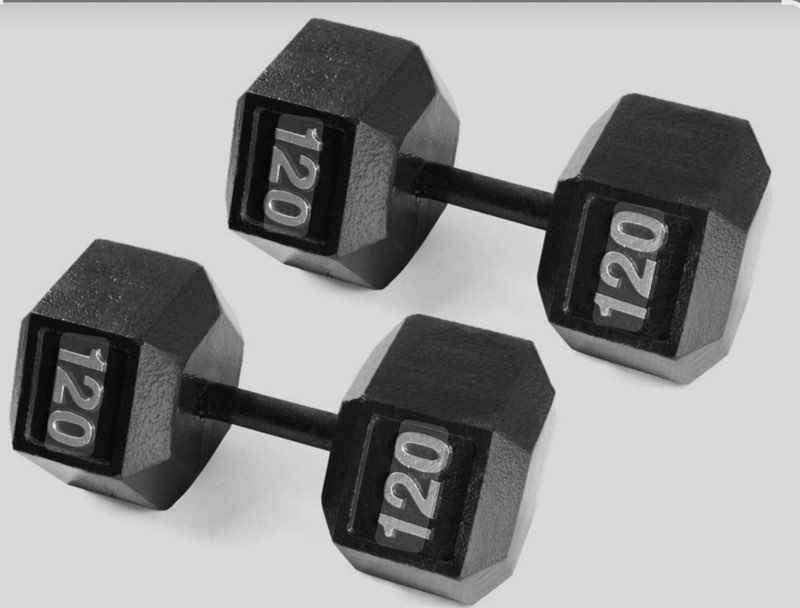 Barbell Cast Iron Hex Dumbbell, 120 pound 