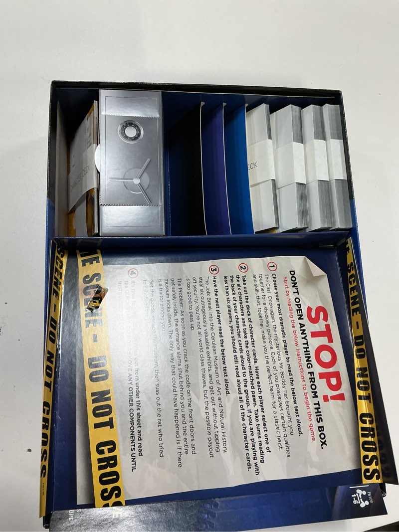 Condition photo showing Good Condition for clue board game robbery at the museum, escape room game, murder mystery games, cooperative family board game, 1-6 players, 10+