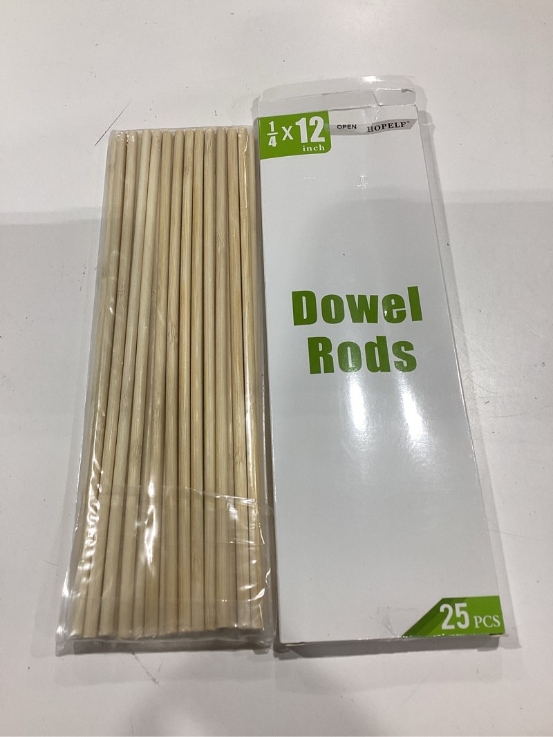 Condition photo showing New/Like New for hopelf 25pcs wooden dowel rods - 1/4 x 12 inch bamboo sticks - for crafts, cake dowels and diy projects 1/4" x 12" 25