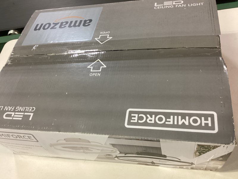 Condition photo showing New/Like New for Low Profile Bladeless Ceiling Fan with Lights & Remote - 19.7" Flush Mount Fandelier Light Fan for Bedroom/Kitchen, 3000-6000K Dimmable LED, 6-Speed Modern Fan with Lights for Home/Office Black-Style 2