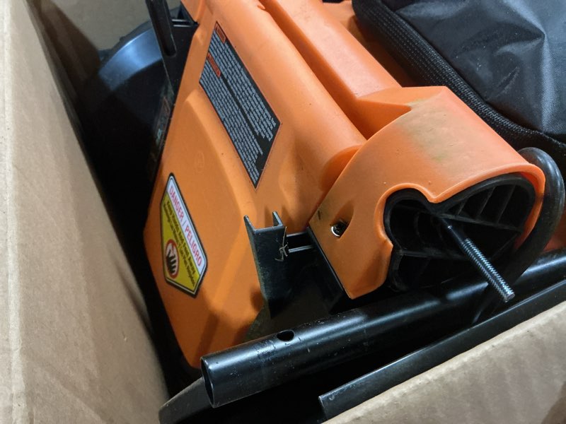 Condition photo showing As Is for lawnmaster meb1114k electric corded lawn mower 15-inch 11amp 14inch mower