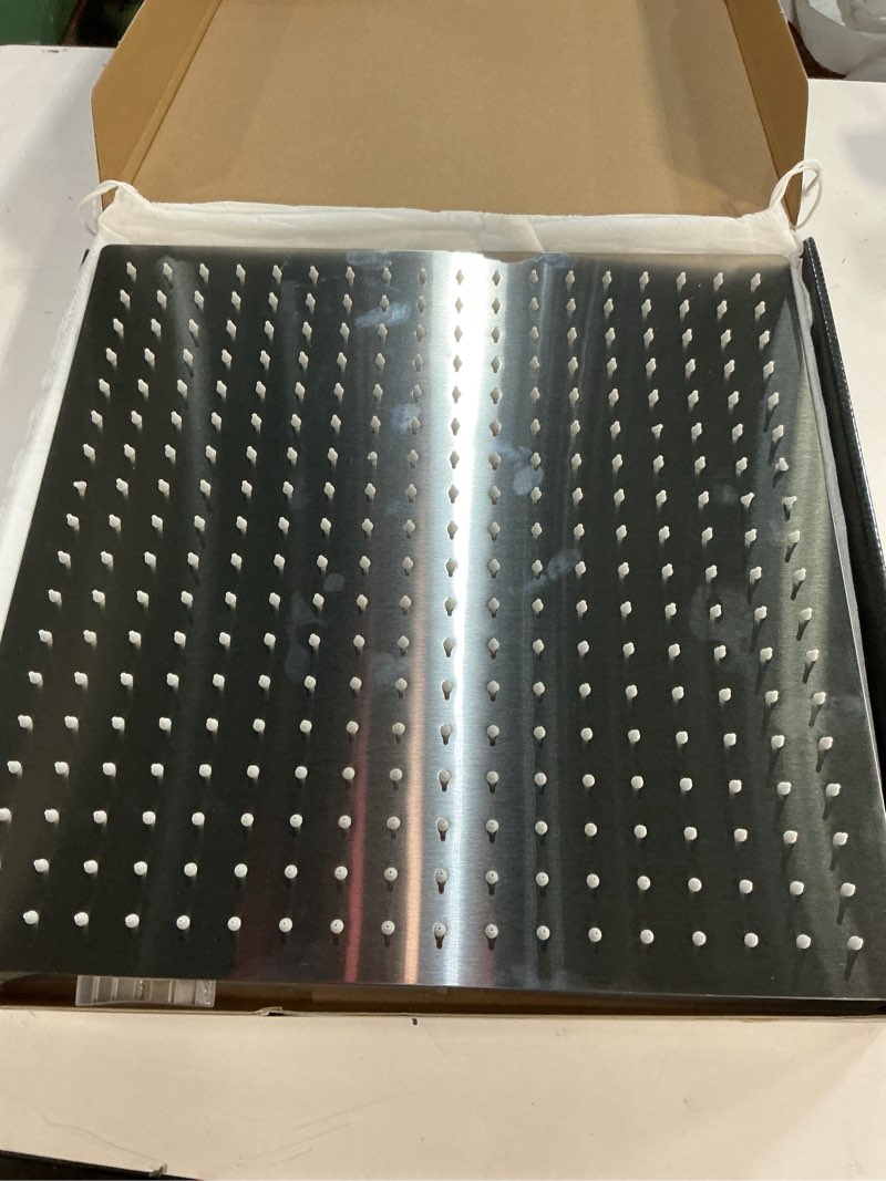 Condition photo showing Good Condition for NearMoon Rain Shower Head, High Flow Stainless Steel Square Rainfall Shower, Waterfall Bath Shower Body Covering, Ceiling or Wall Mount (16 Inch, Brushed Nickel) 16 Inch Brushed Nickel