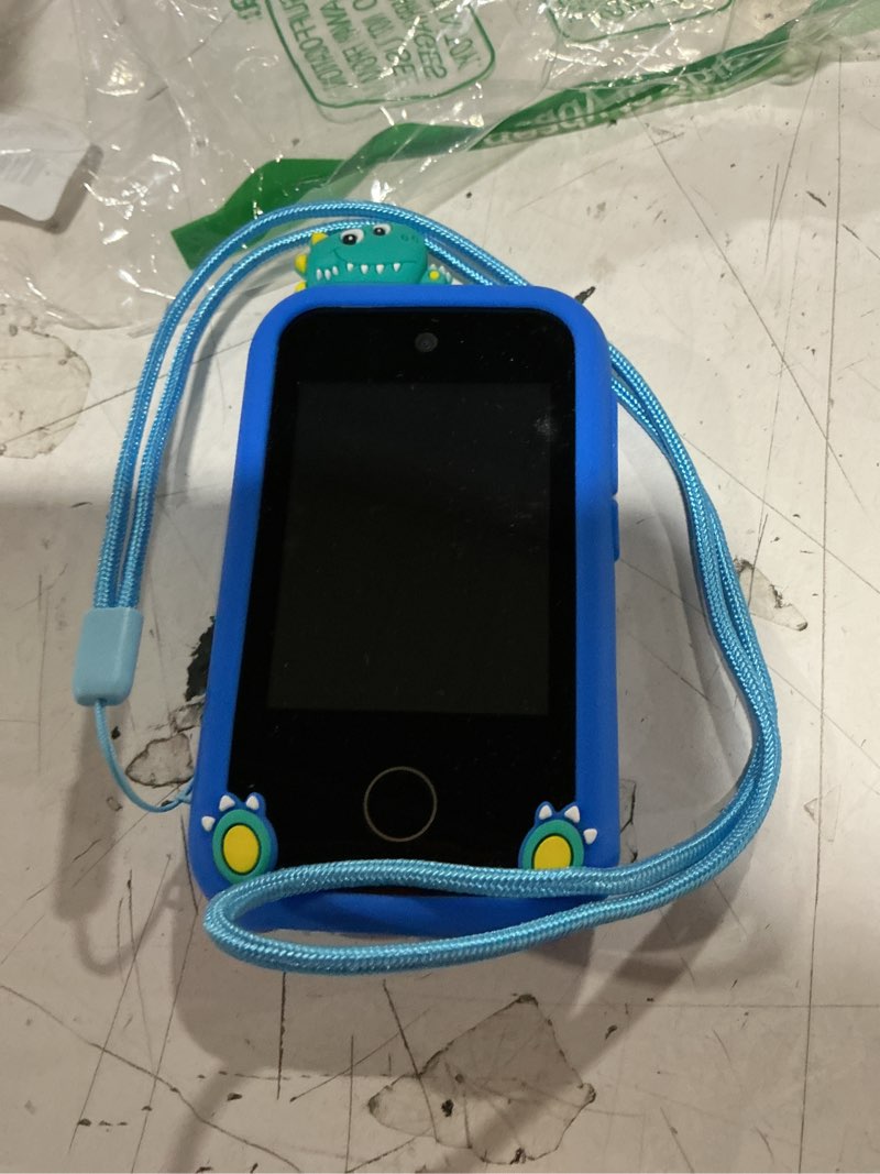 Condition photo showing As Is for sueseip smart phone for kids toys age 4-6, christmas birthday gifts dinosaur toddler toys for boys 5-7, touchscreen dual camera kids cell phone for boys age 8-10, with games,sd card,screen protector blue