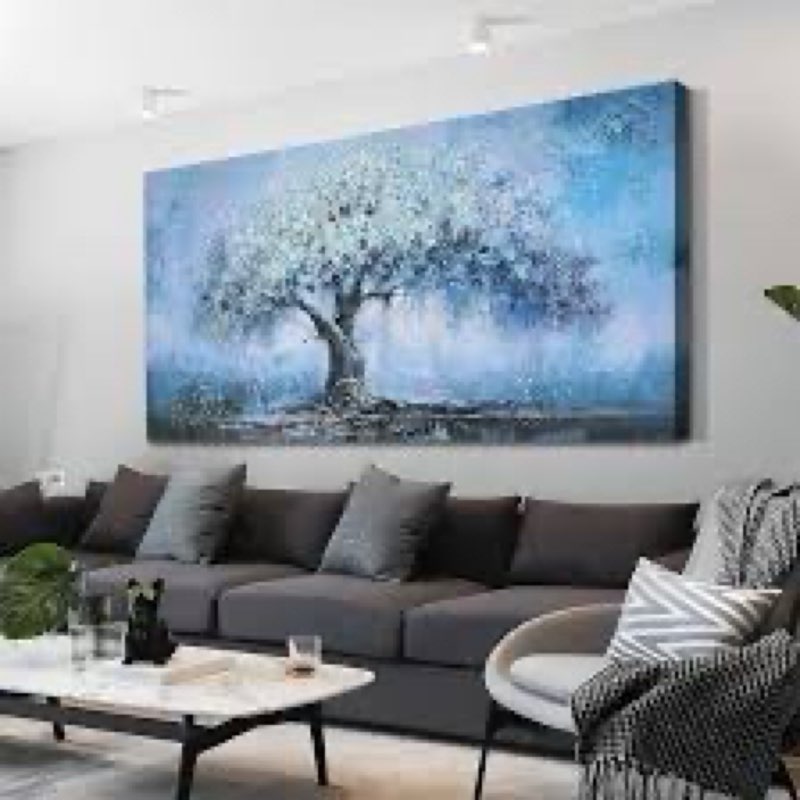(Similar) SIXTTART Tree Pictures for Living Room - Large Canvas Wall Art Office - Mountain Wall Decor for Bedr