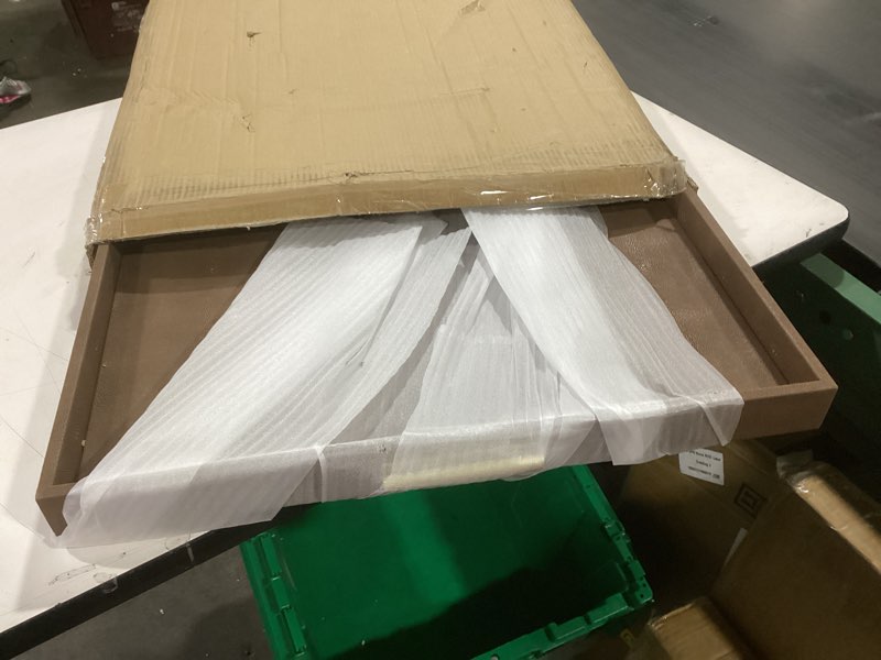 Condition photo showing Good Condition for HofferRuffer Extra Large Square Serving Tray, Elegant Faux Leather Ottoman Tray with Gold Hardware Handles, Serve Tea, Coffee or Breakfast in Bed, 24 x 24 inches (Brown Shagreen)