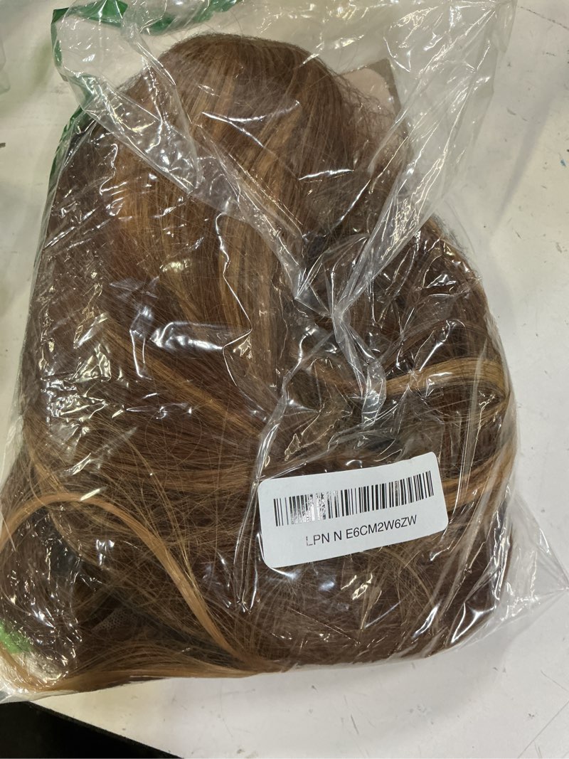 Condition photo showing Good Condition for bll honey blonde wig, 13x4 synthetic lace front wigs pre-plucked hd lace long straight sunkissed highlights glueless wig for black women 26inch suitable for everyday wear 26 inch 4/27 honey blonde