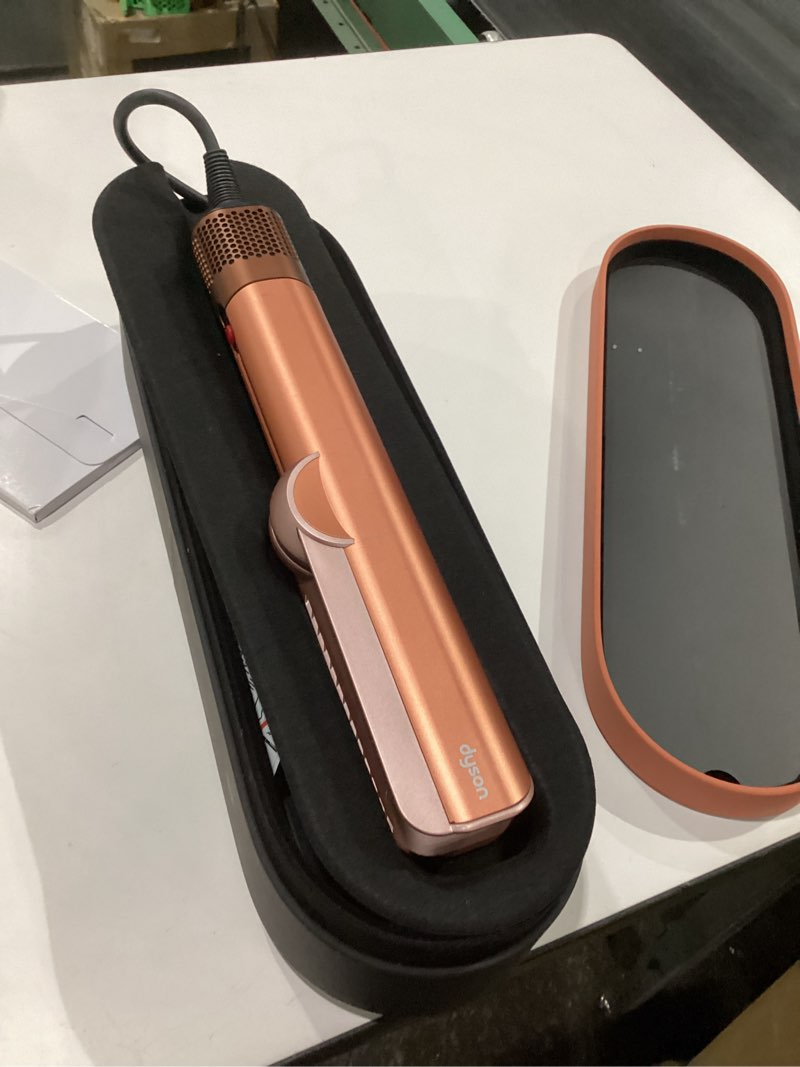 Condition photo showing Good Condition for dyson airstrait™ straightener, wet to dry hair straightener, no heat damage, no hot plates, all hair types amber silk, not tested