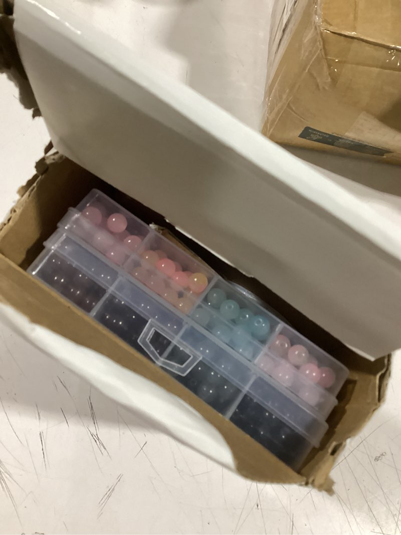 Condition photo showing Good Condition for ?2 pack? more than 1300pcs round glass beads for jewelry making,48 colors 8mm crystal beads for bracelets jewelry making and diy crafts, 2 box round beads suitable for beginners. (solid+printing)