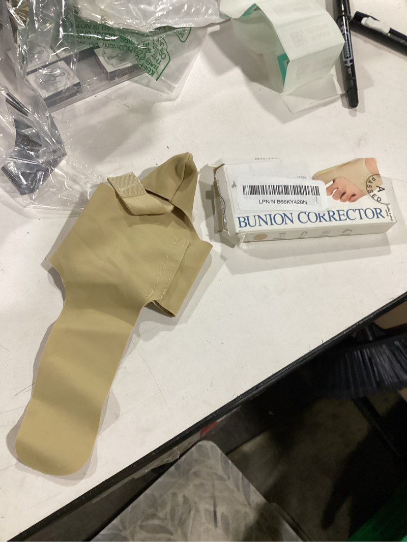 Condition photo showing New/Like New for 2 pcs bunion corrector & adjustable toe spacer for women & men-big toe support with side & heel straps, hallux valgus pain relief, comfortable for day & night. (2, beige, m) m beige 2