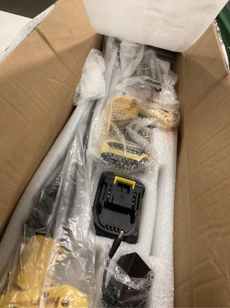 Condition photo showing Good Condition for Cordless Pole Saw, 8-INCH 2-IN-1 Chainsaw with 21V 4.0Ah Battery Powered, Electric Tree Trimmer with 9FT Telescopic Pole, 180°Angle for Tree Branches Pruning & Wood Cutting, Battery Included 8inch Pole Saw