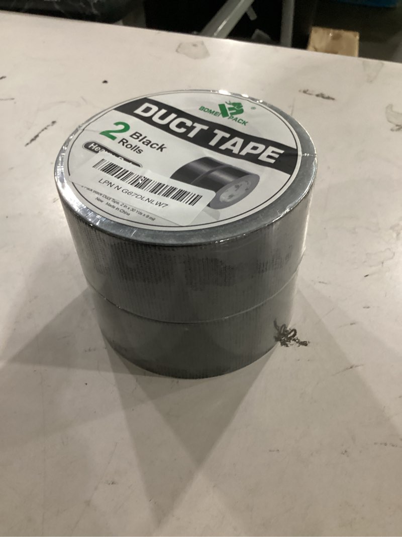 Condition photo showing New/Like New for 2 pack duct tape heavy duty,9 mil thickness,2 inches x 30 yards,strong industrial strength,flexible,no residue,waterproof and tear by hand,multi-use for indoor & outdoor repairs(black)