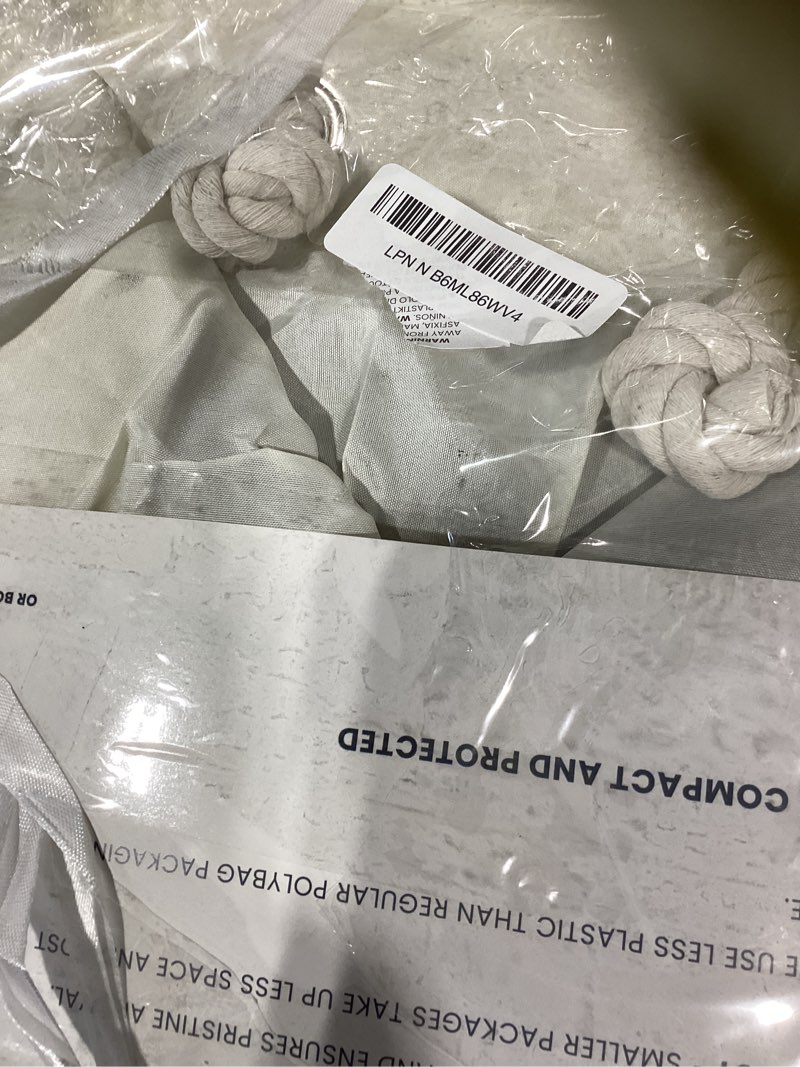 Condition photo showing Good Condition for organihaus 12x12 cube storage bins 4 pack, foldable cube storage organizer w/ rope handles, collapsible fabric bins for toys, clothes & closet organization, fabric square baskets - navy blue 4 pcs (12x12) navy blue base / off-white