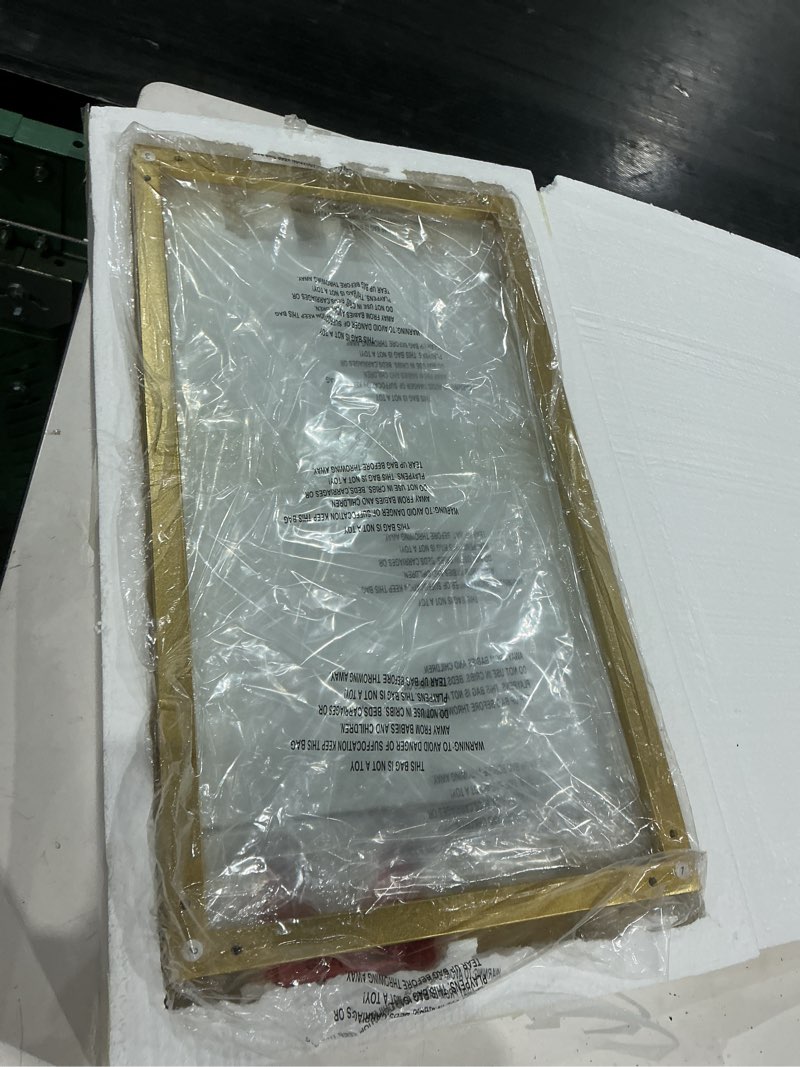 Condition photo showing New/Like New for 2 tier rectangular side table, gold end table with glass top, modern metal clear coffee table?small accent table for living room, bedroom, 22" x 12.4" x 24" rectangular 2-tier gold