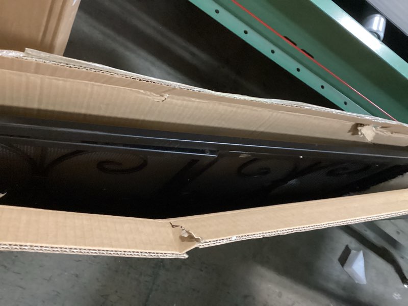 Condition photo showing Good Condition for Plow & Hearth Metal Fireplace Screen Florence Black | 38" W x 31" H | Dual Magnetic Hinged Doors | Spark Guard Cover | Stand Alone Wrought Iron Panel Fire Place Cover