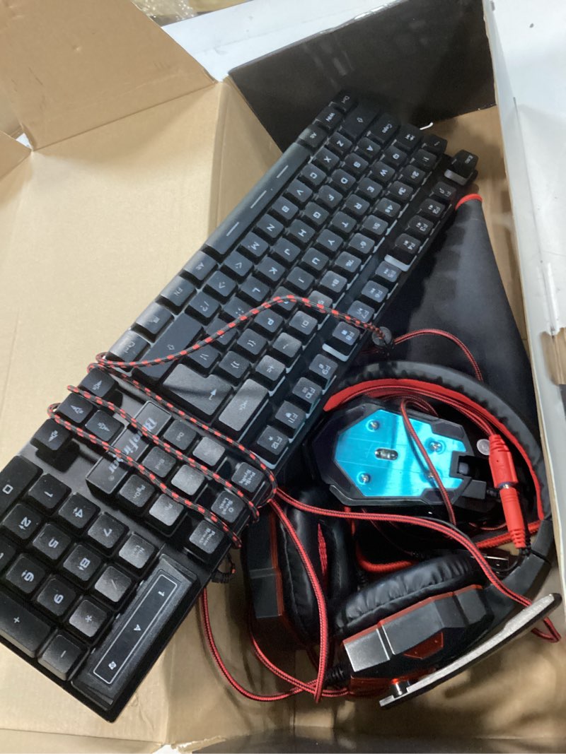 Condition photo showing Good Condition for BlueFinger RGB Gaming Keyboard and Backlit Mouse and Headset Combo, USB Wired Backlit Keyboard, LED Gaming Mouse Set, Headset with Microphone for Laptop PC Computer Game and Work Black