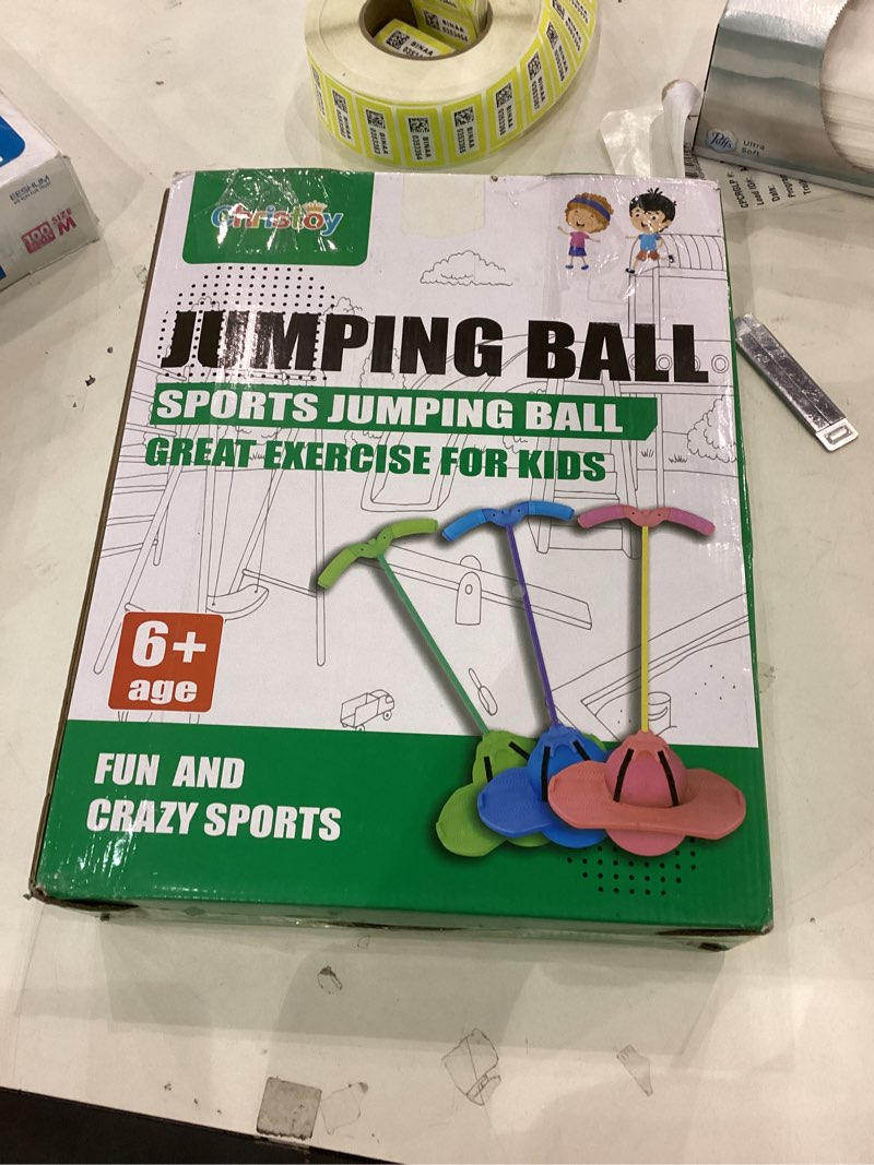 Condition photo showing New/Like New for Pogo Jumper with Handle and Ball Pump, High Jump Toy Bounce Jump Trick Board Pogo Bouncing Ball Safe and Fun Pogo Stick for Kids Boys Girls and Adults (Blue)