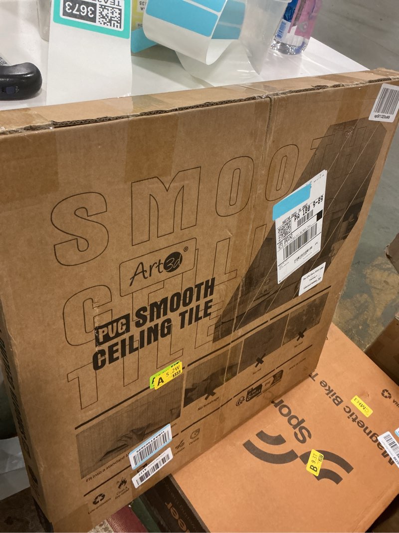 Condition photo showing New/Like New for Art3d 12-Pack Smooth Drop Ceiling Tile 2ft x 2ft - Fire-Rated, Waterproof, Reusable - Preimum PVC, No Sag and Breakage - Cover 48 Sq. Ft, White 24*24 12pcs White-1 12