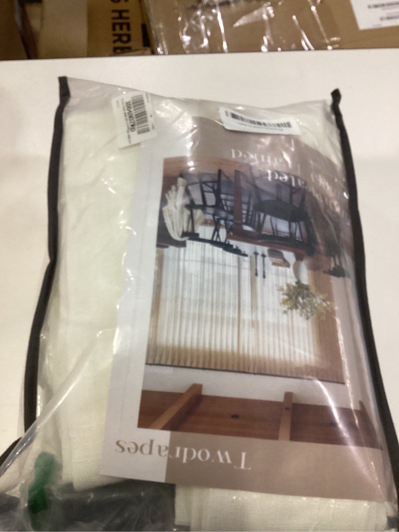 Condition photo showing New/Like New for neutral pinch pleated 86 inch curtains semi sheer linen blended light filtering window curtains 86 inches long for living room bedroom boho cream birch pinch pleat drapes rings hooks 2 panels set natural 40"w x 86"l (pack of 2)