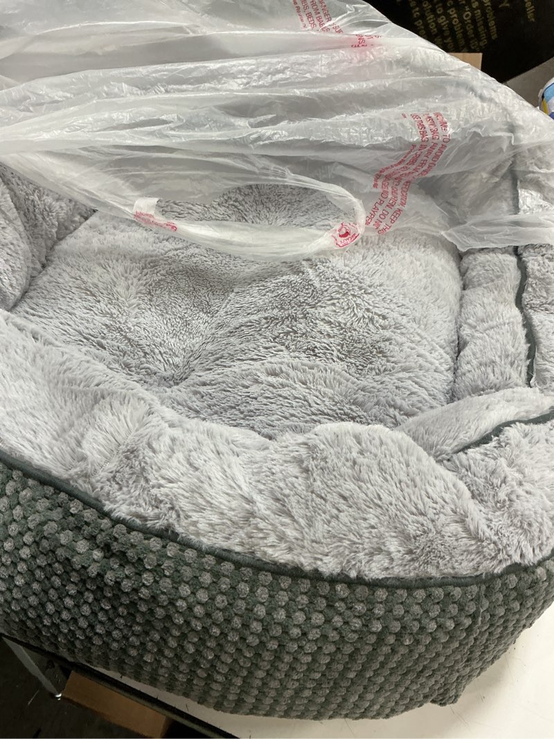 Condition photo showing Good Condition for invenho medium dog beds for medium dogs washable, rectangle dog bed medium size dog, orthopedic dog bed, warming soft calming sleeping puppy bed durable pet bed with anti-slip bottom m(30"x24"x9") m (30"x24"x9") grey