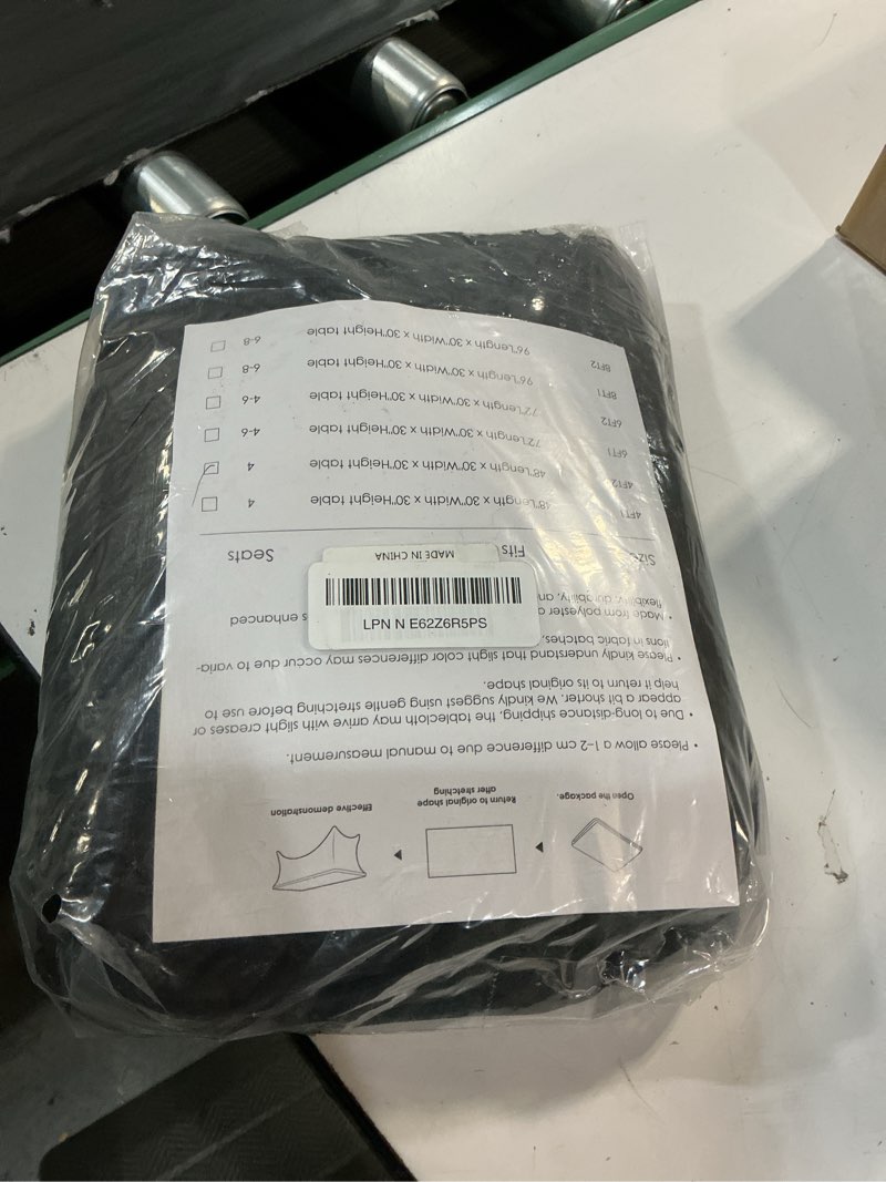 Condition photo showing Good Condition for ivapupu 2 pack 4ft table cloth for rectangular fitted events stretch black table covers washable spandex spring tablecloth protector for party, wedding, cocktail, banquet, festival black 4 ft - 2 pcs