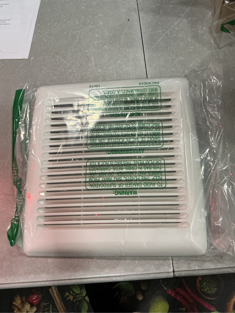 Condition photo showing Good Condition for broan-nutone fgr300 replacement grille cover for roomside series bathroom ventilation fan, easy installation, white cover dimension: 11-3/8"” x 12" x 1" 11 3/8 in w x 12 in l grille