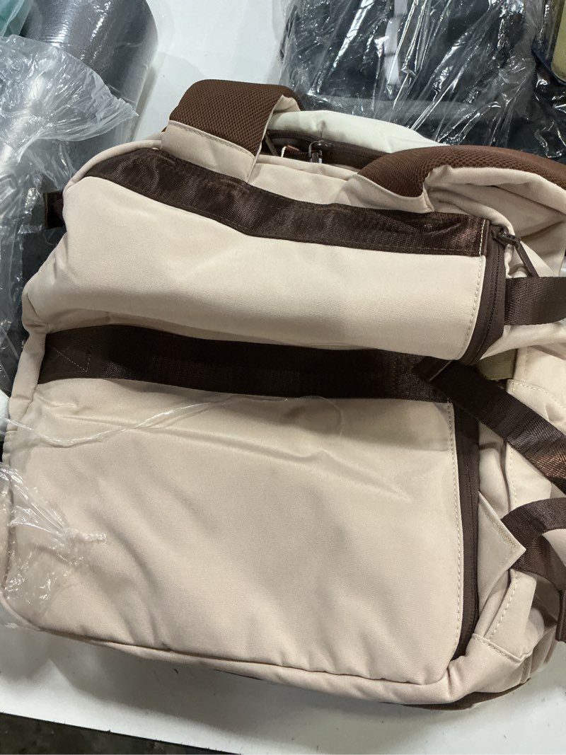 Condition photo showing New/Like New for lovevook 40l travel backpack for women & men,airline approved carry on backpack with 3 packing cubes,tsa waterproof personal item bag,weekender overnight essentials backpacks fits 18" laptop brown/light pink 40l-4pcs