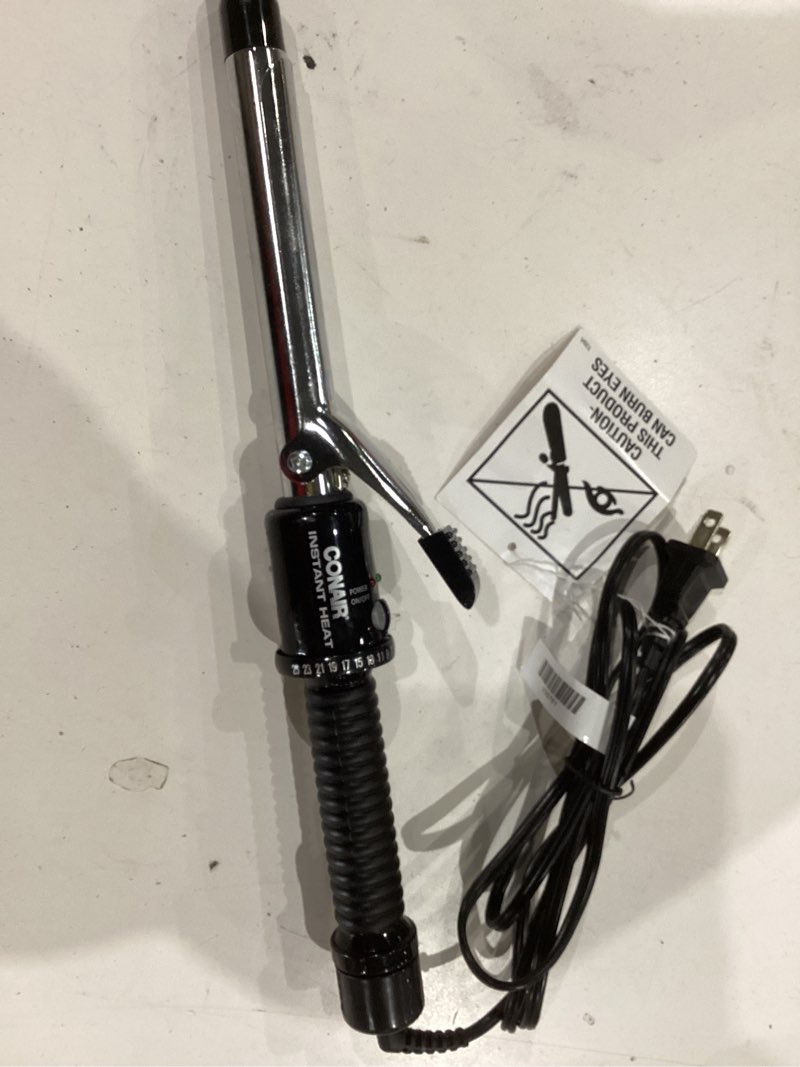 Condition photo showing Good Condition for conair instant heat ½ inch curling iron, ½-inch barrel hair curler produces tight curls, 25 heat settings, dual voltage, for use on all hair lengths, black black 1/2-inch