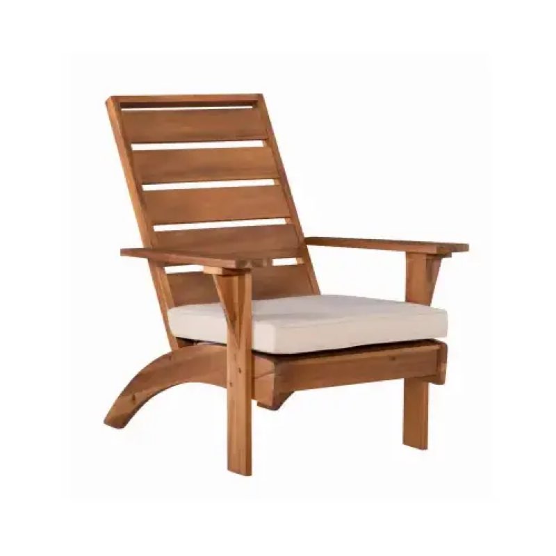 Nantucket Natural Wood Deck Chair, Beige Cushion