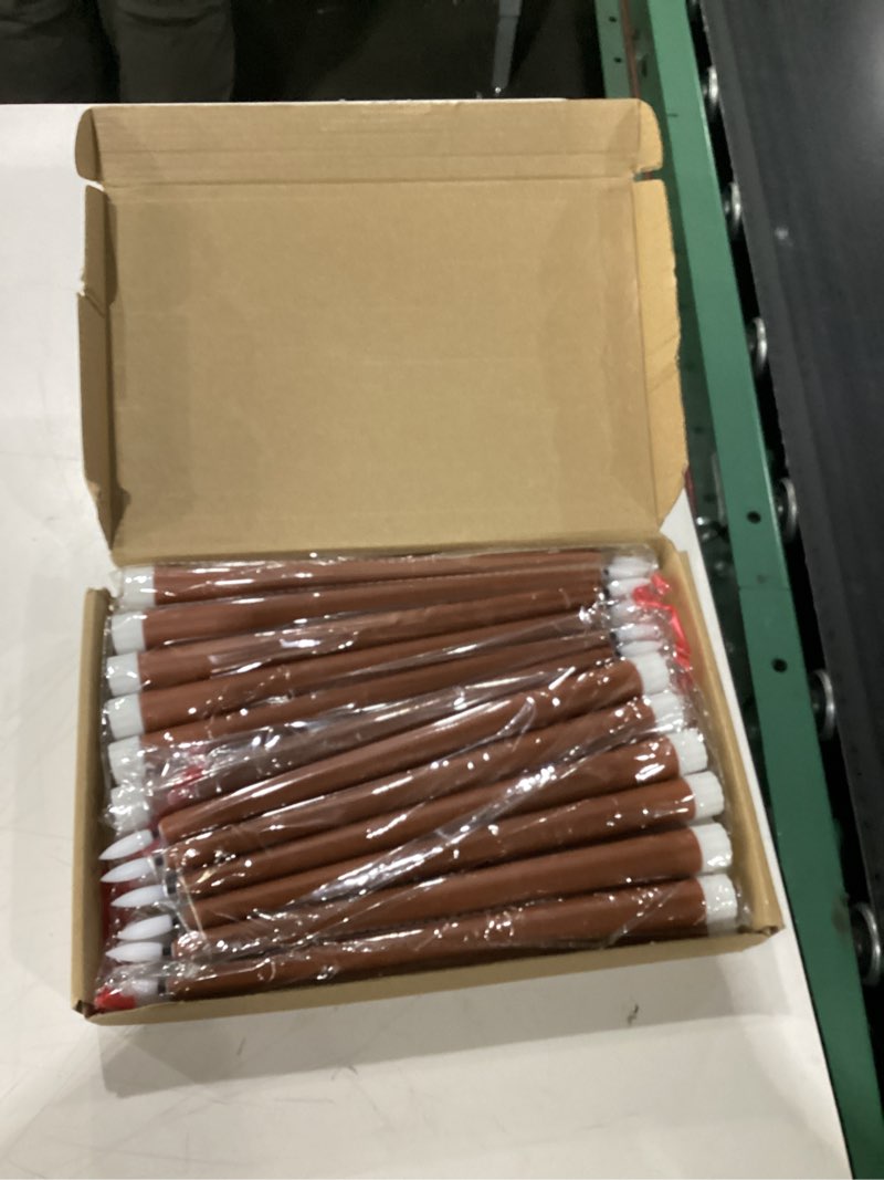 Condition photo showing New/Like New for Macarrie 24 Packs Flameless Taper Candles Battery Operated Fake 11 Inch Long Candlelight LED Flameless Candlesticks Flickering Tapered for Christmas Church Prayer New Year Wedding(Brown)