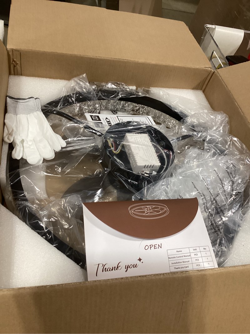 Condition photo showing Good Condition for Ceiling Fans with Lights and Remote, 20" Modern Low Profile Ceiling Fan, Stepless Color Temperature Change and 6 Wind Speeds, Flush Mount Ceiling Fans for Bedroom, Kids Room and Kitchen Black 20 inch