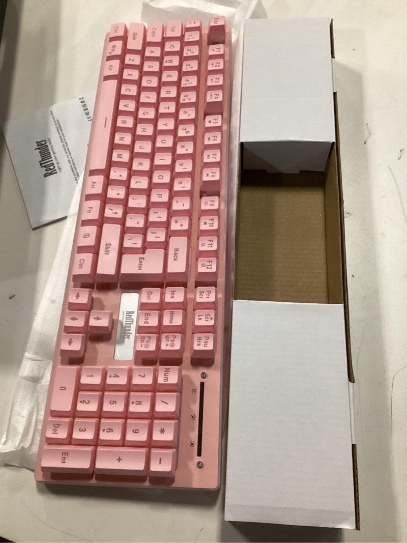 Condition photo showing Good Condition for RedThunder K10 Wireless Gaming Keyboard and Mouse Combo, LED Backlit Rechargeable 3800mAh Battery, Mechanical Feel Anti-ghosting Keyboard + 7D 3200DPI Mice for PC Gamer (Pink)