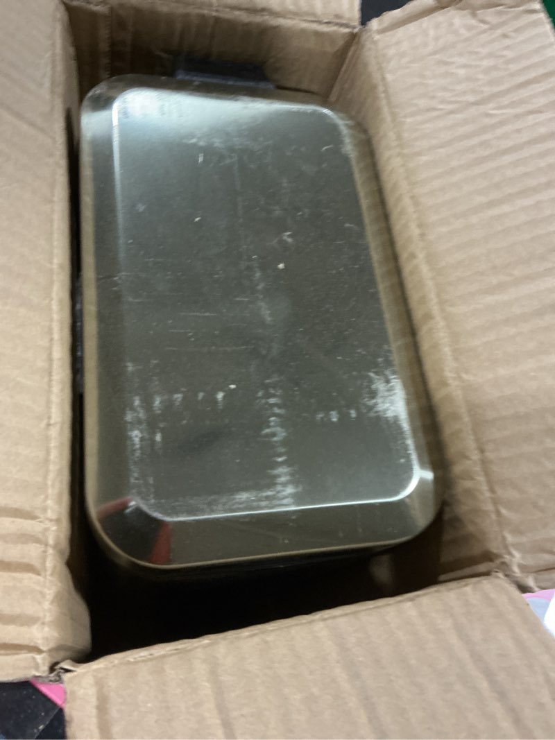 Condition photo showing As Is for mDesign Metal Freestanding Slim Toilet Bowl Brush and Holder + Rectangle Narrow 5 Liter / 1.3 Gallon Step Pedal Trash Can Wastebasket for Bathroom - Small, Compact Design - Set of 2 - Soft Brass