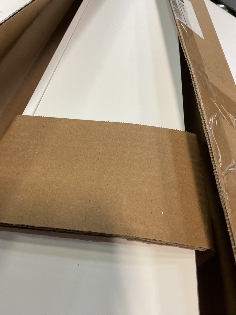 Condition photo showing New/Like New for fun memories 36 inch scalloped nursery shelf, white picture ledge for wall, set of 2, kids book shelves with floating design for kids rooms, bedroom white 36" 2