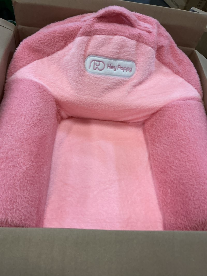 Condition photo showing As Is for (Color pink) Toddler Chair, Comfy Foam Kids Couch with Soft Velvet Cover, Toddler Couch for Gaming and Studying, Kids Sofa That Fits Nicely with Any Modern Decor, Beige