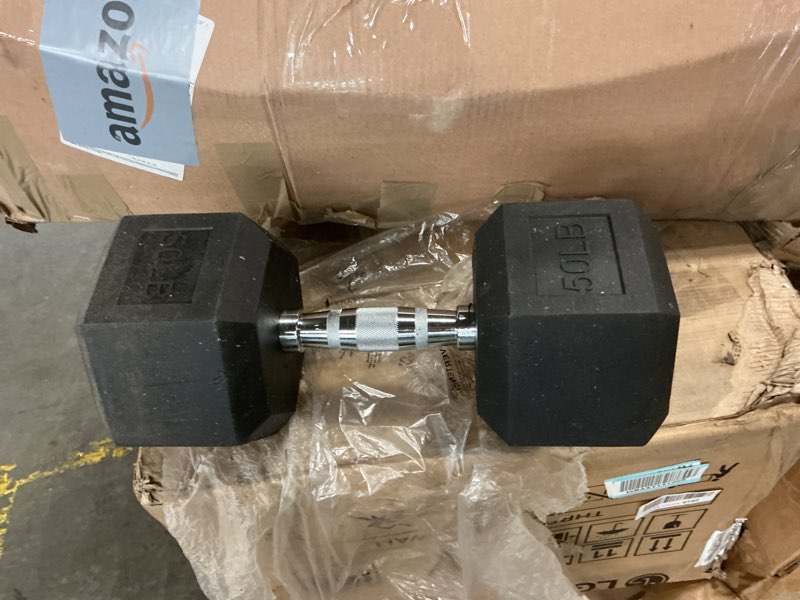 Condition photo showing Good Condition for fitvids hex dumbbells rubber coated hand weights for exercises and fitness, 10-50lb option