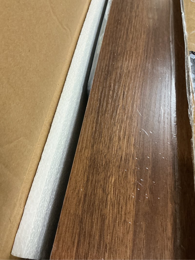 Condition photo showing New/Like New for 8 inch square floating shelves for wall 3 pack, 8"d wood grain bathroom shelves with invisible brackets, easy install engineered wood storage shelves for kitchen, living room, bedroom, walnut finish (b.o.) walnut finish 8"wx8"dx1.2"h, 3pack