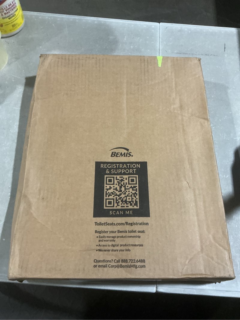 Condition photo showing New/Like New for mayfair cameron black toilet seat, non slip heavy duty wood, easy clean, made in usa, round black round
