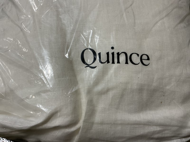 Condition photo showing As Is for european linen duvet cover, full/queen, ivory