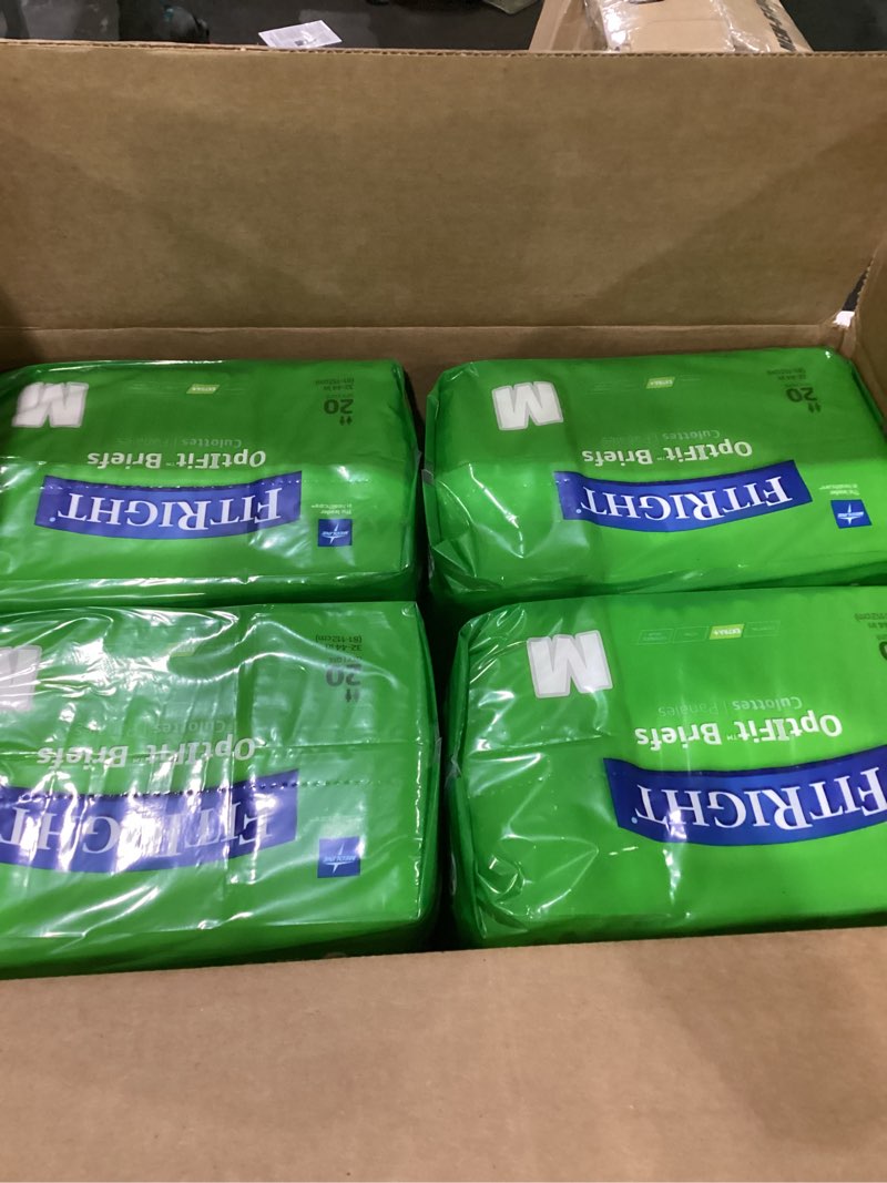 Condition photo showing New/Like New for FitRight Adult Diapers, Extra+ Heavy Absorbency, M (Waist Size 32in-44in), 80 Count, OptiFit Incontinence Briefs for Men and Women, Disposable, Moisture-Wicking, Leak Protection, 80 Count Medium