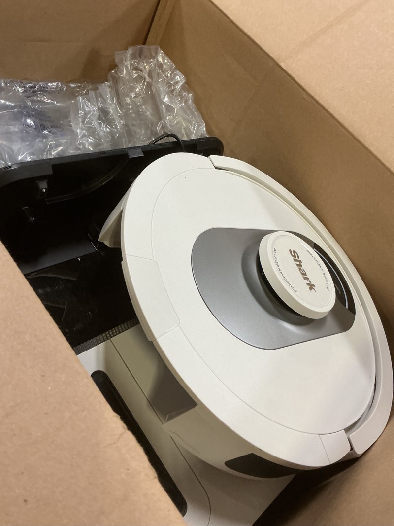 Condition photo showing As Is for Shark AI Ultra Voice Control Robot Vacuum with Matrix Clean Navigation, Home Mapping, 60-Day Capacity, XL Self-Empty Base for Homes with Pets, Carpet & Hard Floors, Cool Grey Matrix Clean Auto Empty (60 Days)