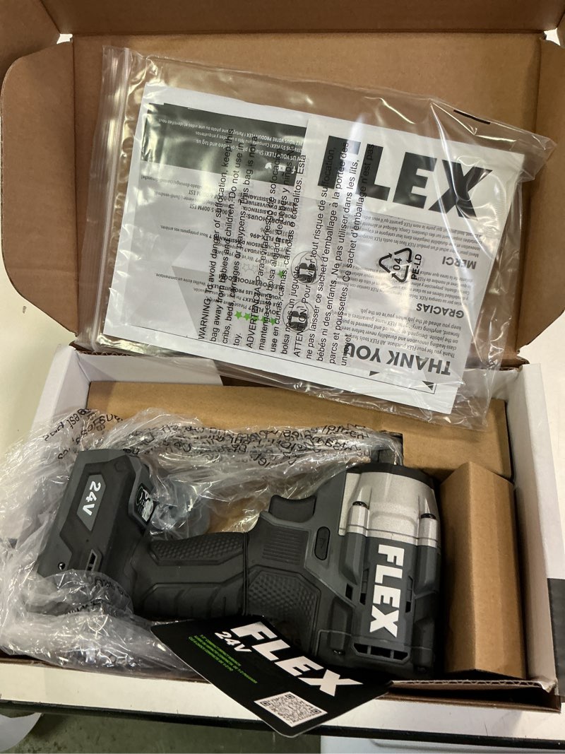 Condition photo showing New/Like New for FLEX 24V Brushless Cordless 1/2-Inch 450 Ft-Lbs Torque Compact Impact Wrench Tool Only, Battery and Charger Not Included - FX1431-Z 450 Ft-Lbs 1/2-Inch Tool Only
