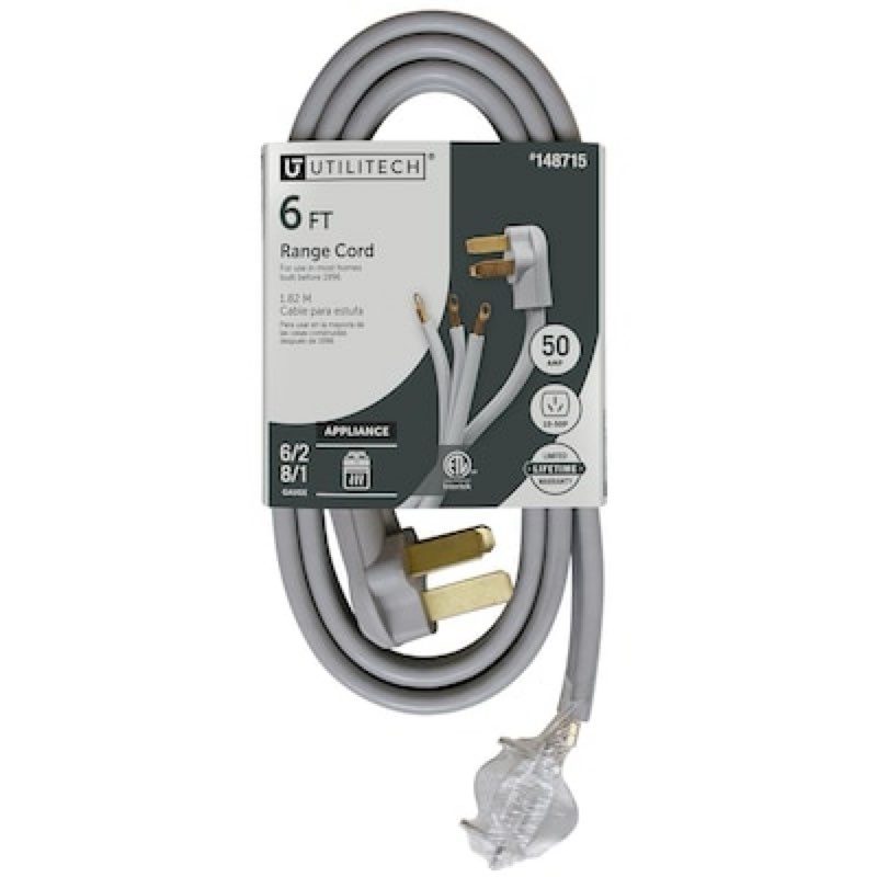 utilitech 6-ft 3-prong gray range appliance power cord